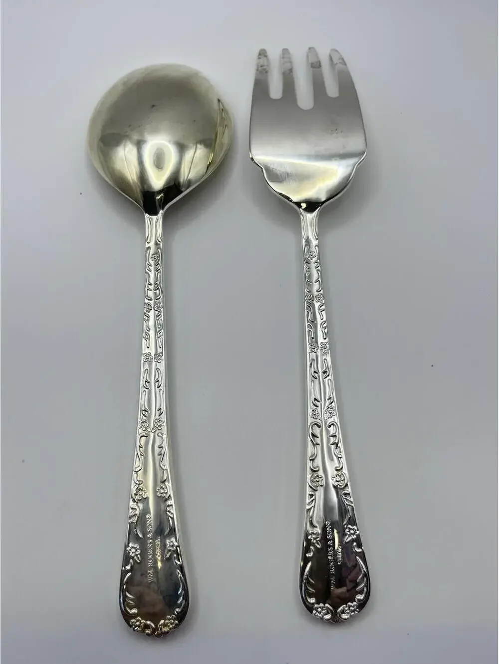WM Roger Enchanted Set Rose Vintage Silverplate by IS Service for 8, with 42 pcs